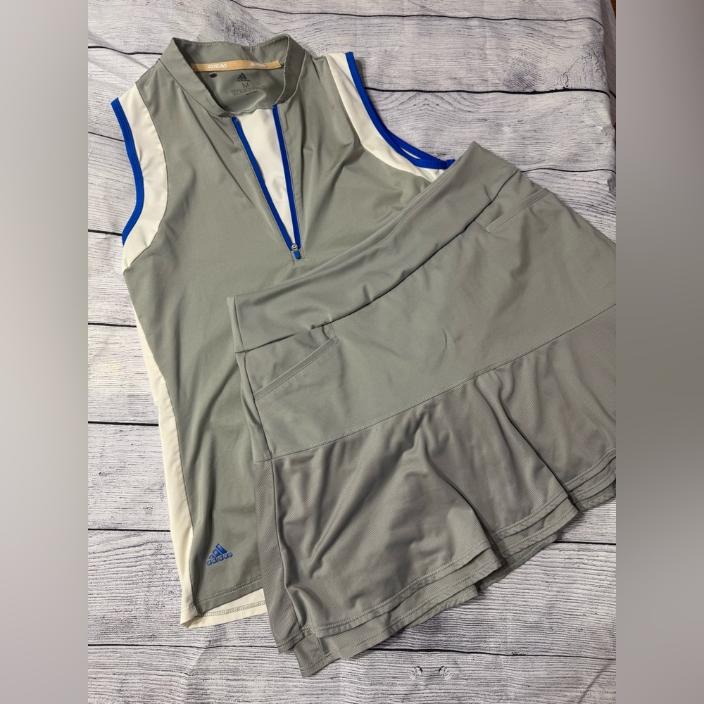 Adidas Gray and White Golf/Tennis Set Tank and Skort Size M